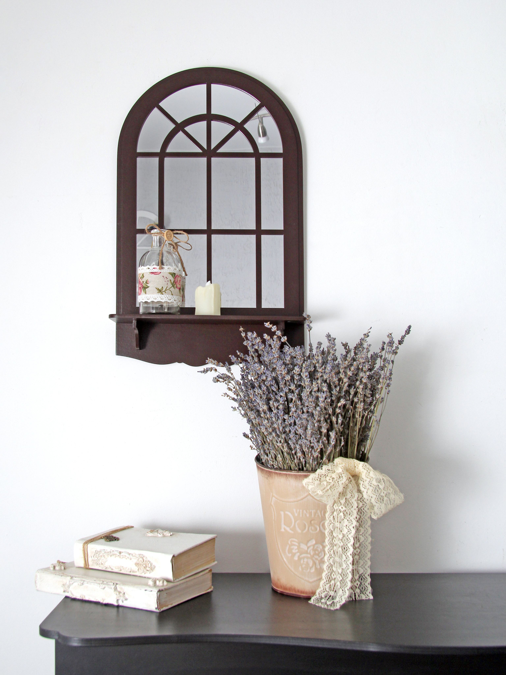 Декор для дома и интерьера зеркало настенное с полкой 30*50 см