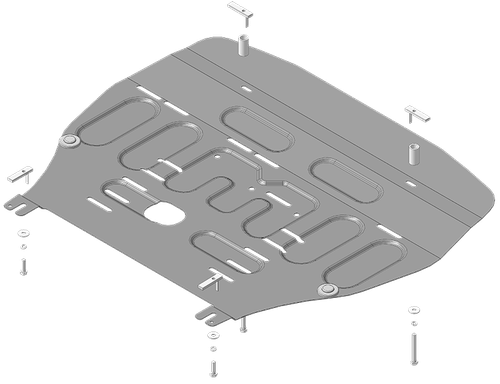 Защита стальная 2мм Д,КПП Kia Sorento; Carnival; Sportage; Hyundai Santa Fe; Tucson MOTODOR.71010