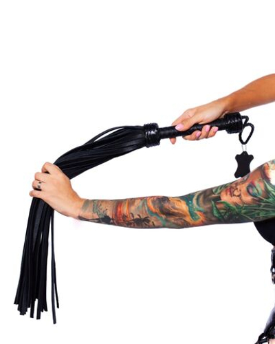 Черный флоггер Scandal из натуральной кожи - 76 см. (Цвет: черный)