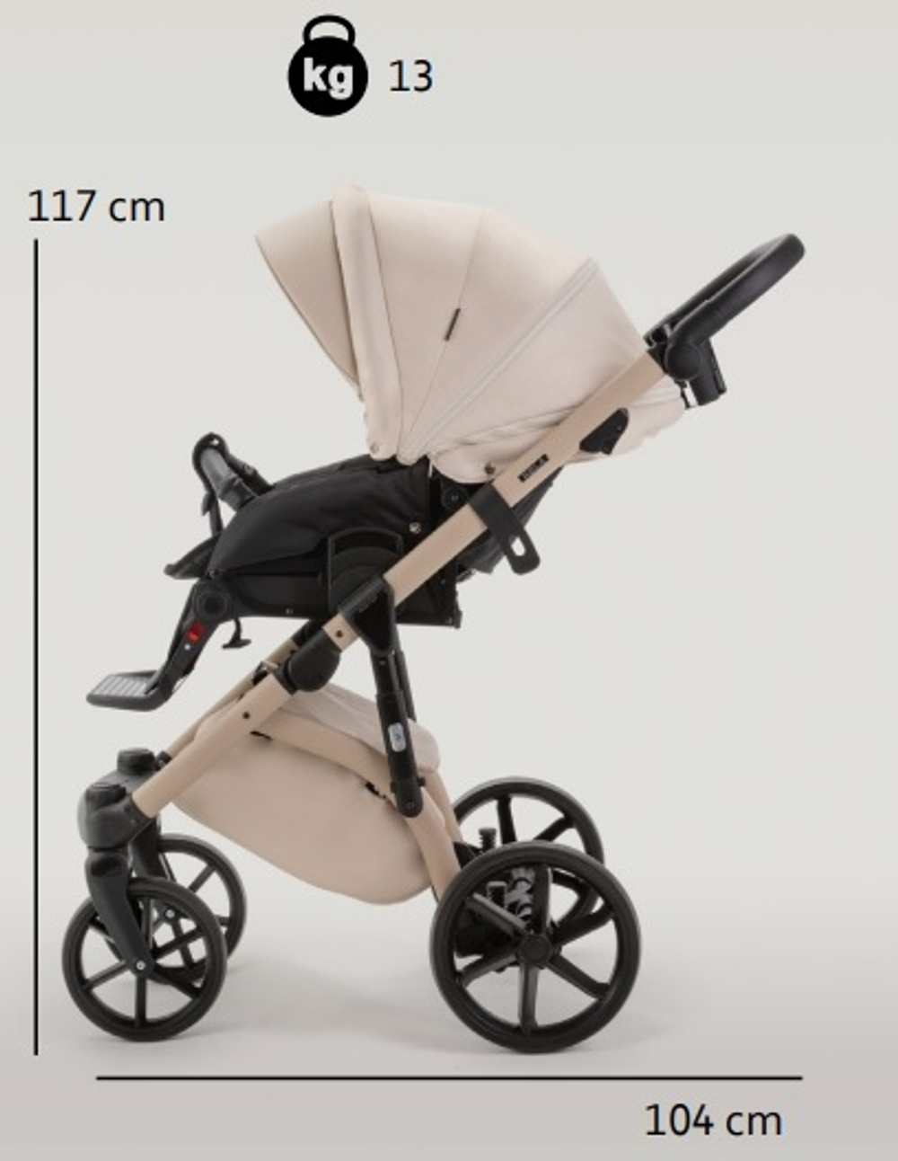 Детская универсальная коляска Adamex NOLA Natura SKY-1 (2в1) - Голубая ткань, голубая экокожи