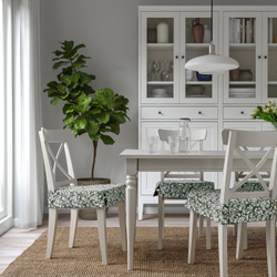 IKEA DVÄRGDUNÖRT  (ИКЕА ДВÄРГДУНÖРТ)  -  Подушка для стула, зеленая/белая, 42/35x42x4 см