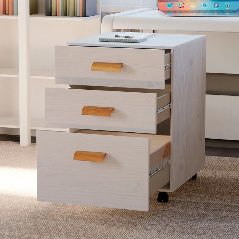 Офисная тумба под стол с 3 ящиками Мадейра 45х45х67см из массива сосны на колесиках