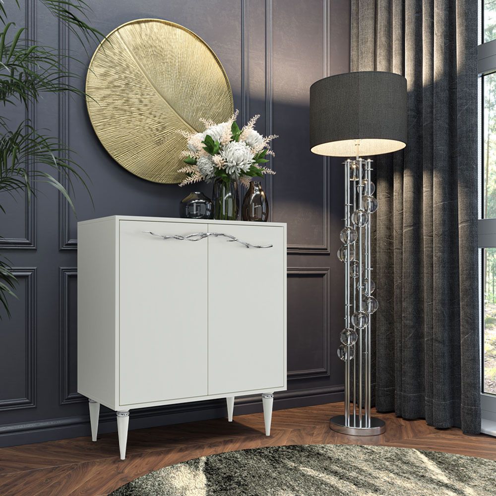 Комод Арт Колор matte Классик Сильвер с 2 полками Белый опал матовый