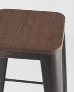 Стул барный TOLIX WOOD черный патина золото
