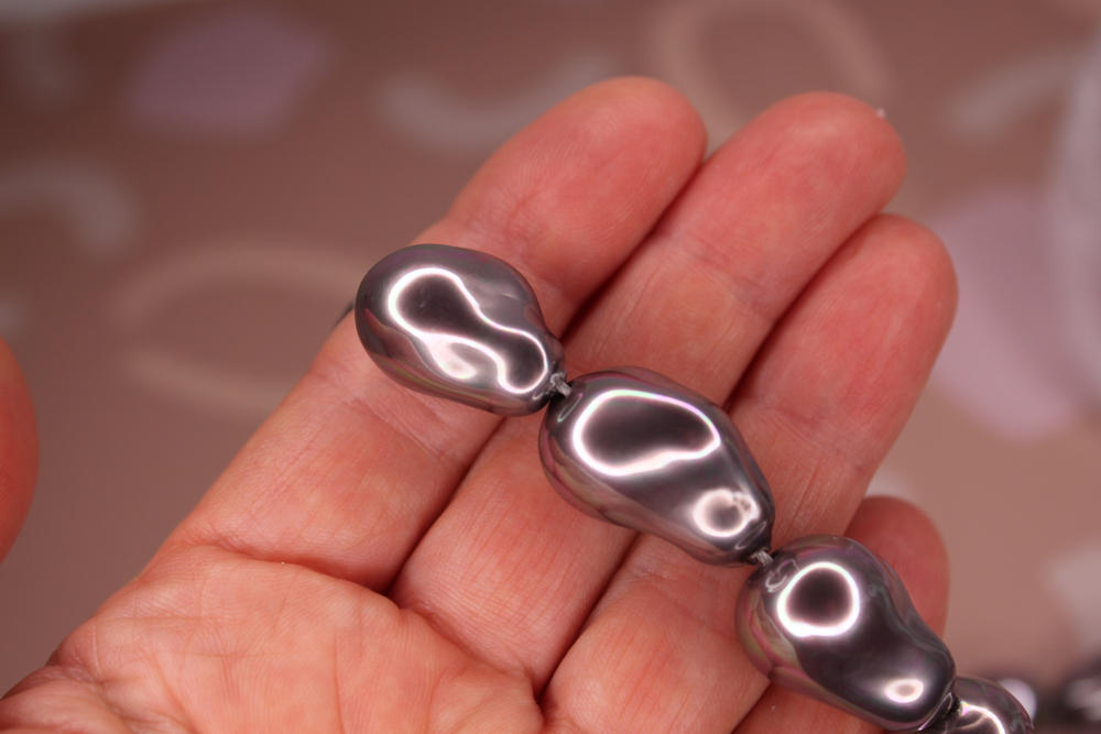 Бусина майорка темно-серая 22х15 мм