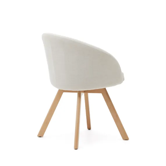 Крутящийся стул Marvin из бежевой синели с ножками из ясеня