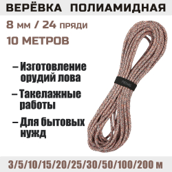 Веревка полиамидная цветная Prival, 8мм