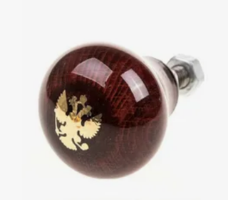 Ручка (лентяйка) на руль дерево лак  ДАВ-27 - ГЕРБ