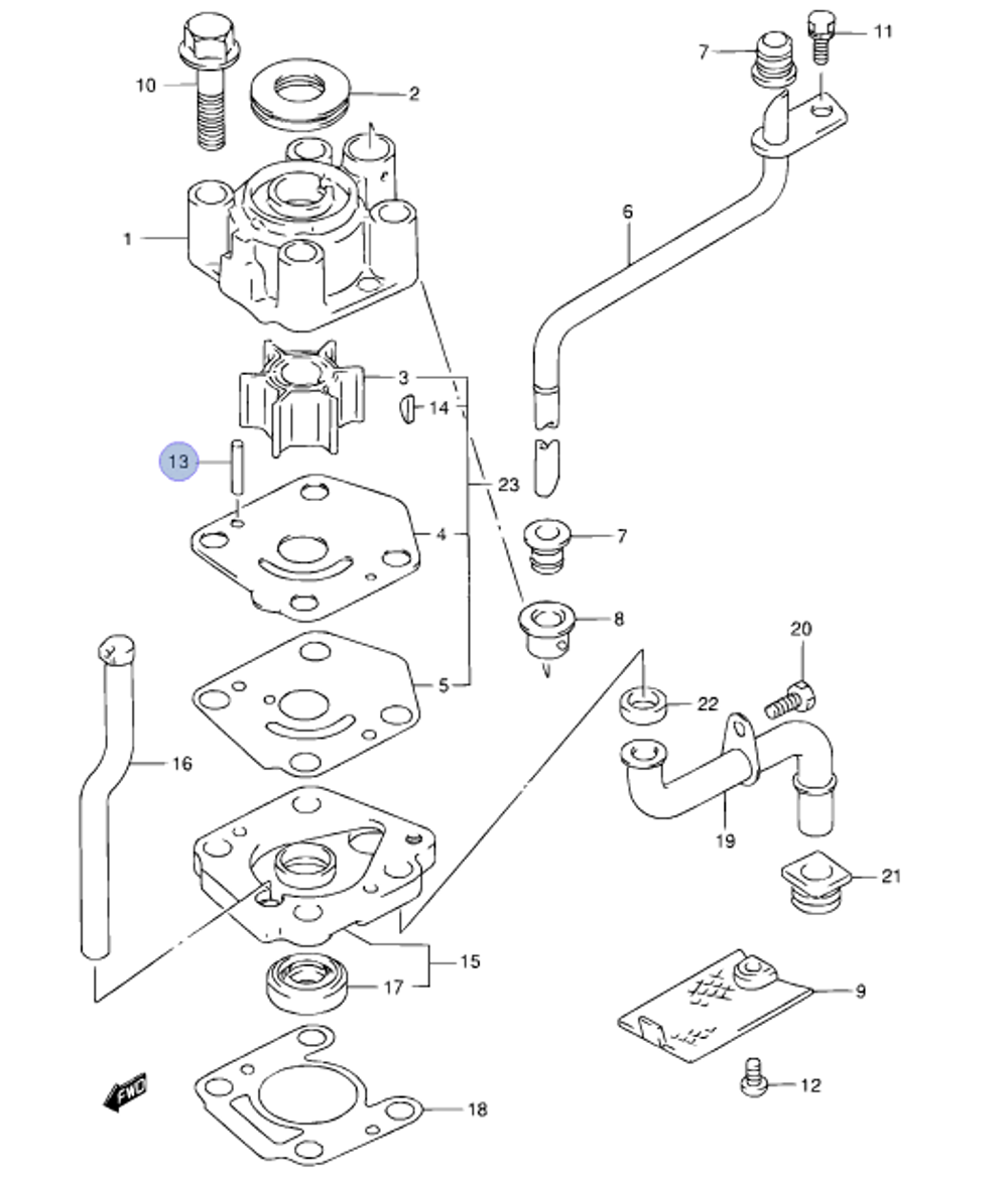 Штифт Suzuki DF9.9/DF15/DT9.9/DT15