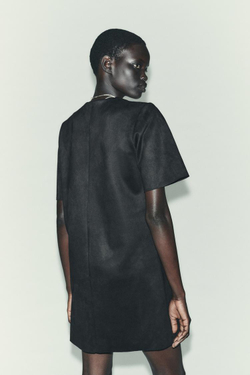 ZARA ПЛАТЬЕ ПОД ЗАМШУ С ЗАКЛЕПКАМИ, ЧЕРНЫЙ