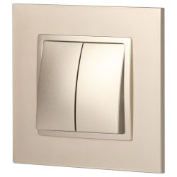 14-1104-04 ЭРА Выключатель двойной, 10АХ-250В, IP20, Эра Elegance, шампань