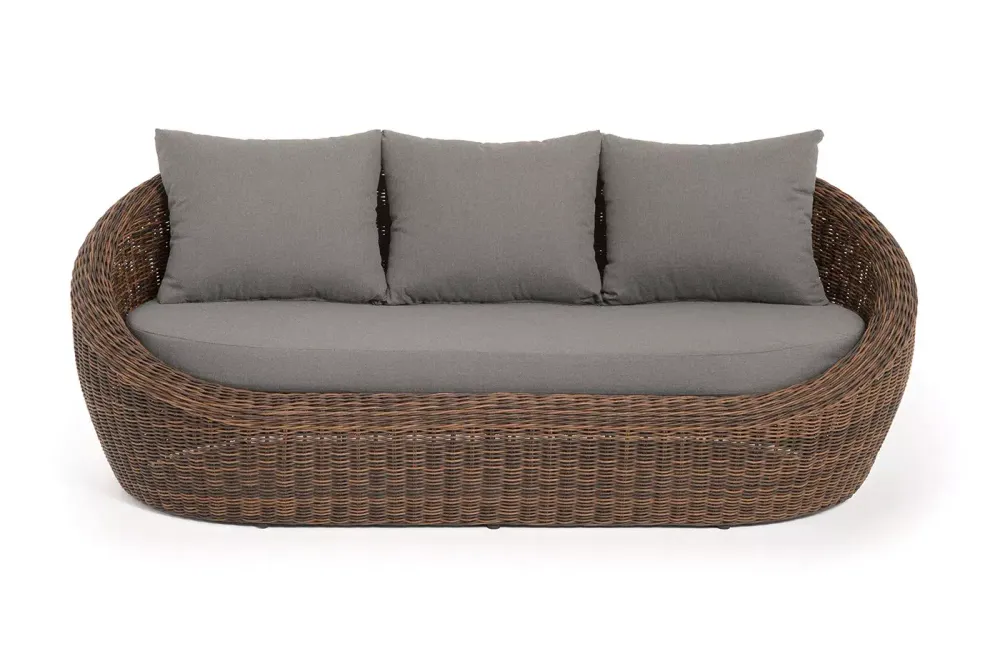 "Барселона" диван из искусственного ротанга трехместный, цвет коричневый