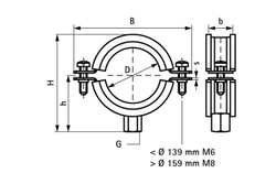 2S Хомуты с вкладышем epdm с гайкой М8/10 (двойная резьба)