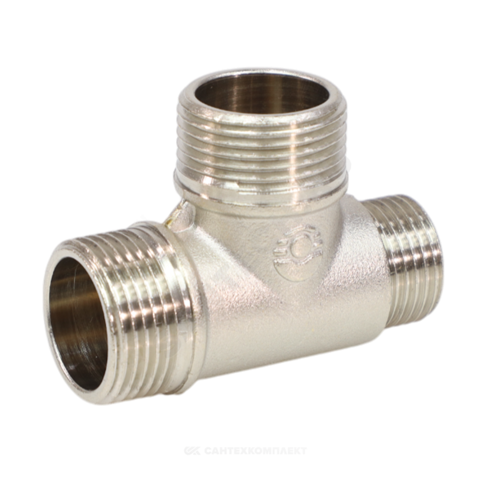 Тройник латунь никель переходной Ду 15х15х15 (1/2"х1/2"х1/2") НР/НР/НР VALFEX VF.131.N.012