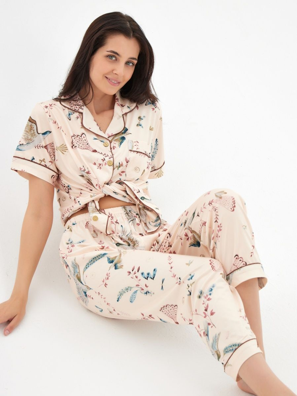 Пижама б/в штаны+рубашка к/р 2528