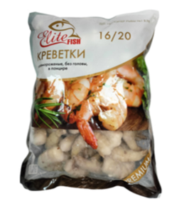 КРЕВЕТКИ ELITE FISH ПРЕМИУМ 16/20 Б/Г В ПАНЦИРЕ 1КГ