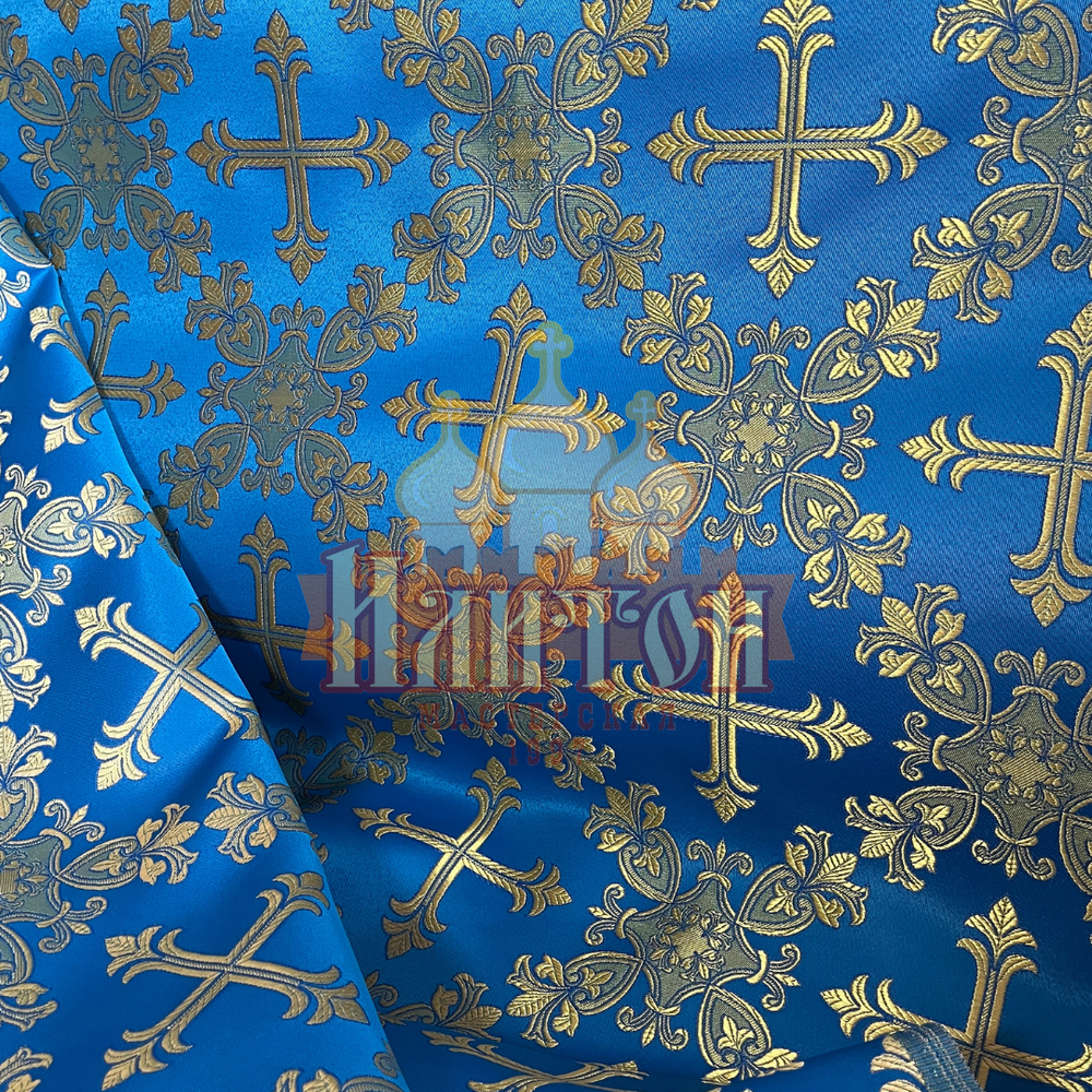 Шёлк "Златоуст" голубой с золотом