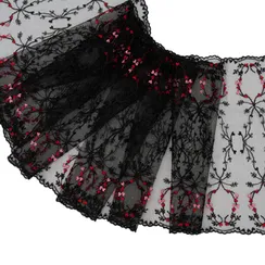 Вышивка на сетке черная/сердечки 23 см