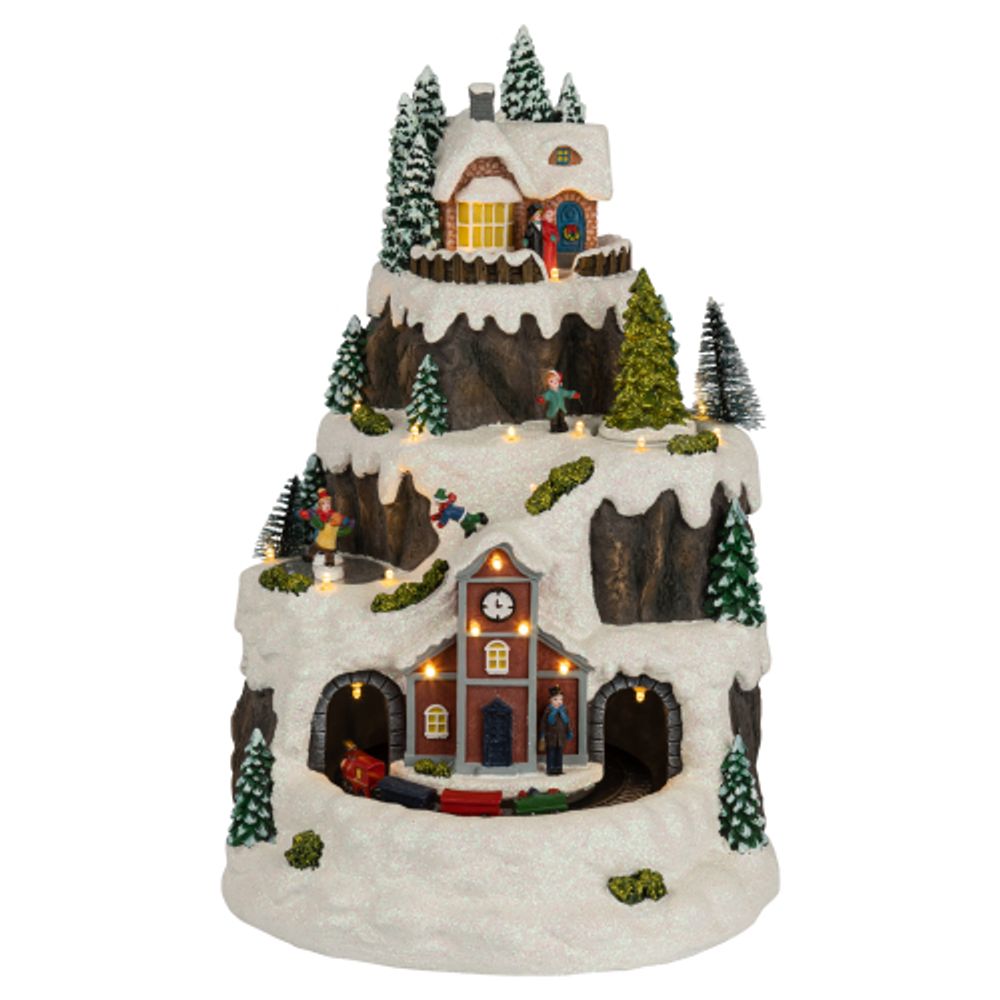 Светодиодная новогодняя фигура ЭРА EFIS-S07 композиция Рождество музыка теплый белый свет 3*АА 25*23*34 см | Фигуры