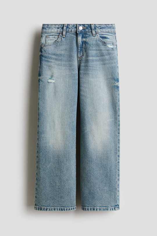 H&M Джинсы Baggy Fit Bootcut, выцветший синий