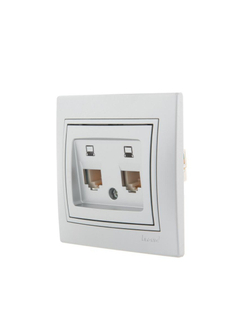 Розетка компьютерная 2-м СП Mira RJ45 сер. метал. LEZARD 701-1010-141