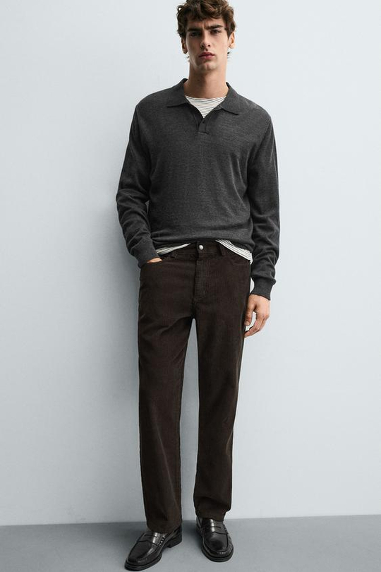 ZARA ВЕЛЬВЕТОВЫЕ БРЮКИ REGULAR FITНЕВЫЙ, КОРИЧНЕВЫЙ