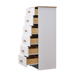 Комод 43х34х102 Хаба, массив сосны, 6 ящиков для одежды, высокий деревянный комод в спальню и детскую, белый/антик, Dipriz