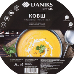 Ковш нерж, 1.6 л, крышка стекло, металл ручка, Daniks, Оптима, GS-01201-16SP