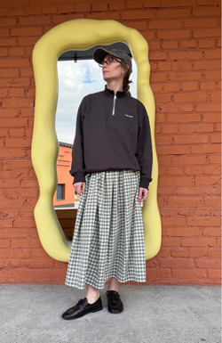 Юбка из хлопка, темно-оливковая клетка