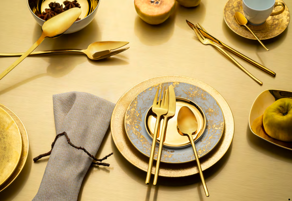 Набор столовых приборов на 6 персон 24 прибора Herdmar Stick Gold