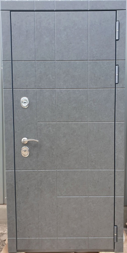 Входная металлическая дверь с зеркалом ReX (РЕКС) 21 Штукатурка графит / ФЛ-299 Силк сноу