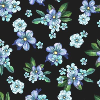 Акварельные цветы на черном фоне