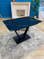 Кухонный раздвижной стол "Леон", черный мрамор