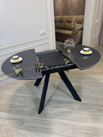 Круглый стол "Бонжур", керамогранит, черный мрамор