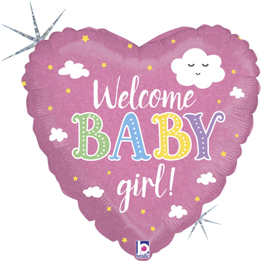 Шар сердце Welcome baby girl