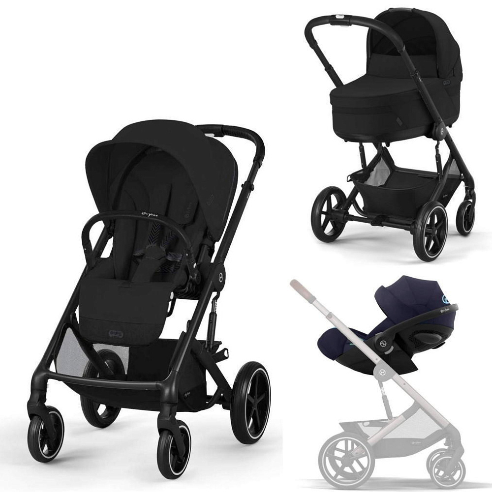 Коляска Cybex Balios S Lux BLK 2025 Cloud G i-Size Ocean Blue Plus 3 в 1 Moon Black с дождевиками