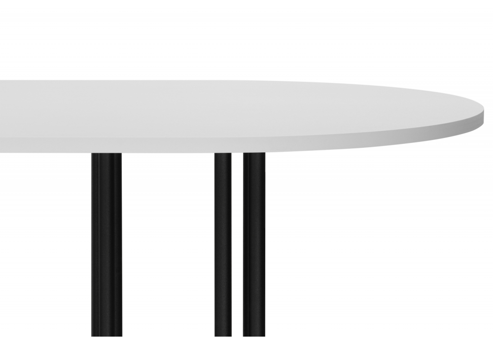 Стол деревянный Woodville Хьюго О 180 х 90 белая шагрень пленка, черные ноги, ножки черные