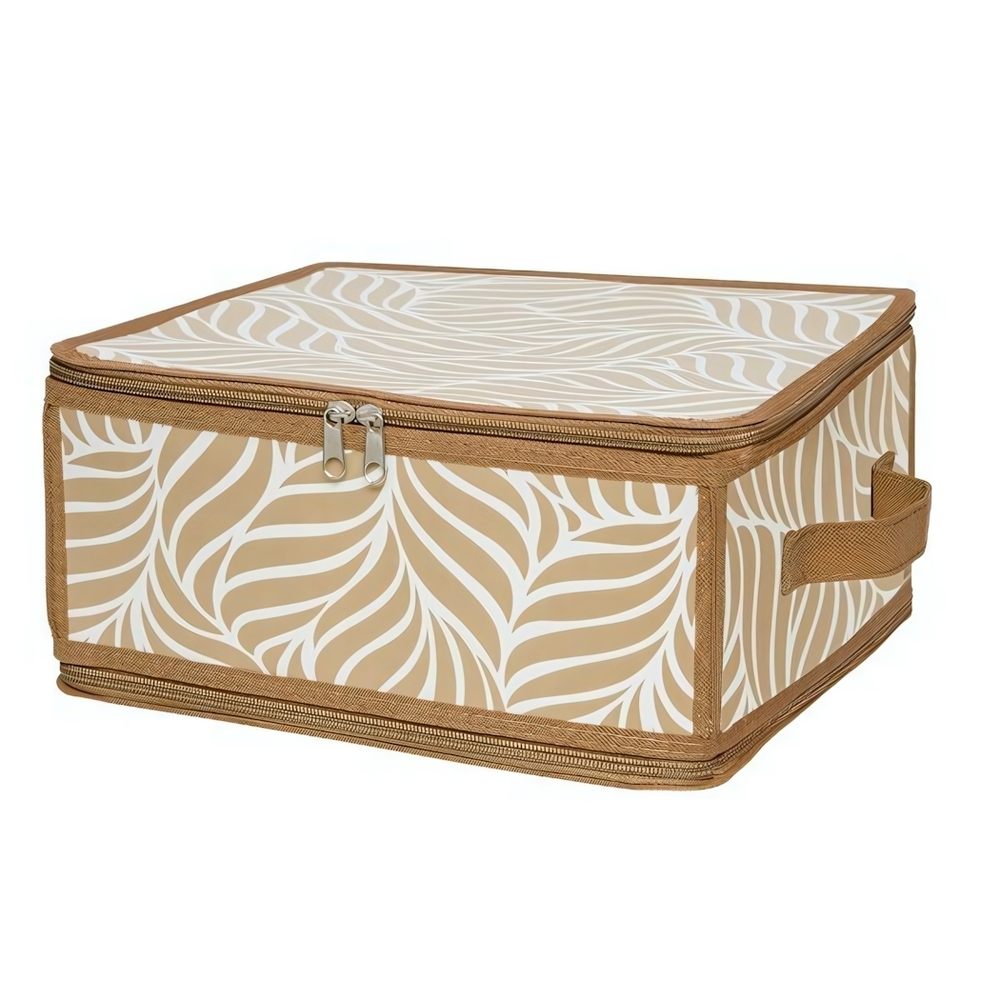 Короб складной на молнии "Листья", Д300 Ш280 В150, бежевый