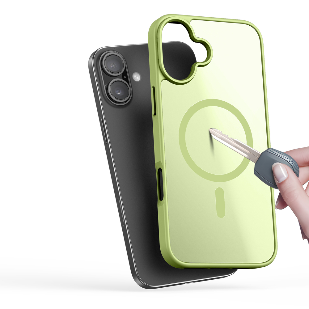 Прозрачный матовый чехол зеленого цвета и с MagSafe для iPhone 16 Plus, серия Yind Series от Dux Ducis