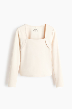 H&M Спортивная футболка с длинными рукавами DryMove™, светло-бежевый