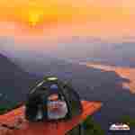 Пневмокаркасная юрта «Гармония» 5×5×2,5 м — для глэмпинга из ПВХ, зелёная