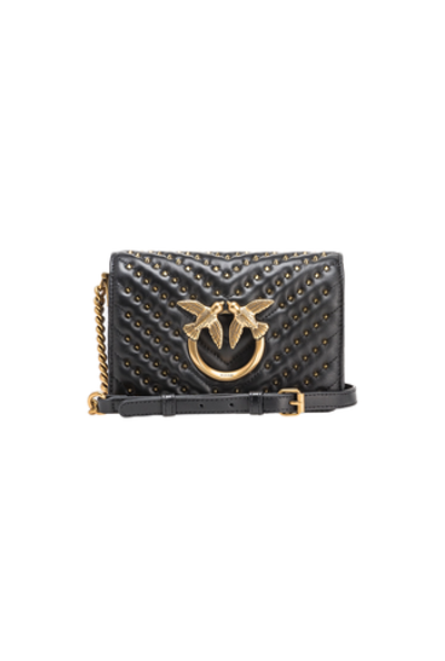 MINI LOVE BAG CLICK CHEVRON STUDS – black-antique gold