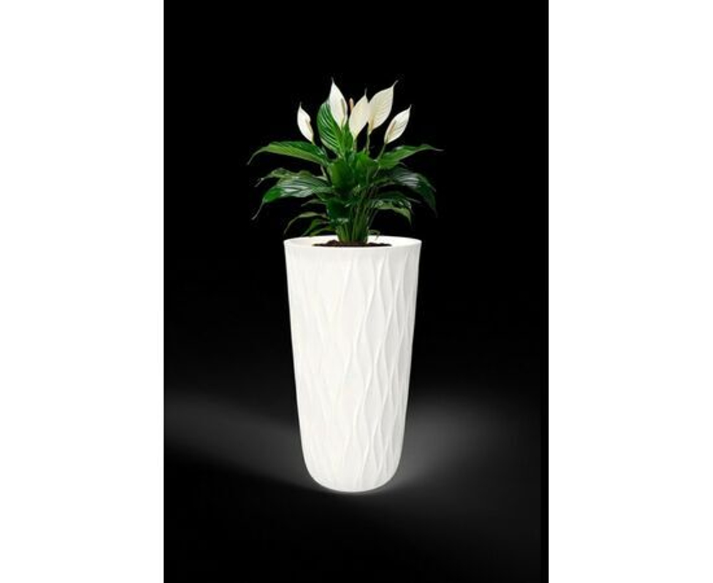 Горшок для цветов Полимербыт Desert с дренажной вставкой, из пластика, серый, объемом 21л / товары для дома