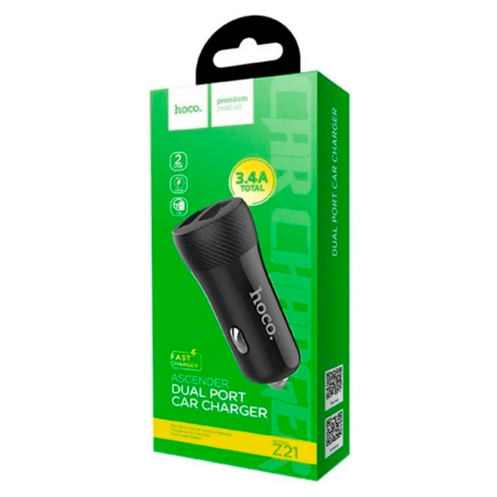 АЗУ USB Hoco Z21 (12W, 2 порта) Черный