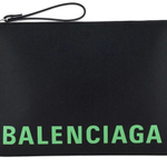 Balenciaga Leather Clutch Unisex Black