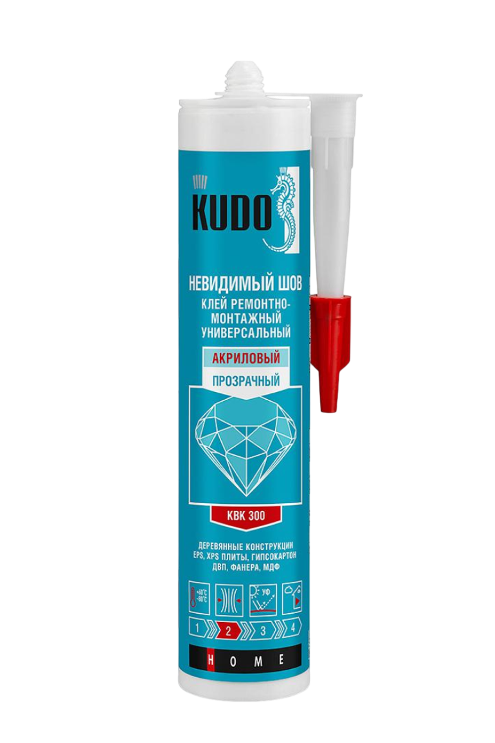 Клей монтажный "KUDO" универсал акрил.прозрачный 280мл."Невидимый шов" КВК-300