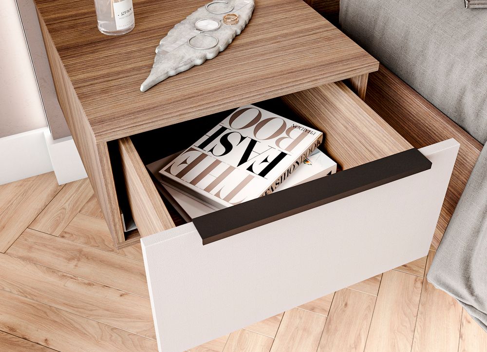 МС Роза Тумба прикроватная Орех Франклин/Ройс Пудра скин