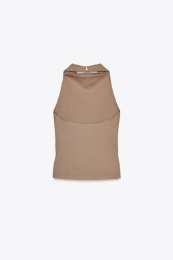 ZARA ТОП С ГОРЛОВИНОЙ ХАЛТЕР, ТЕЛЕСНО-РОЗОВЫЙ