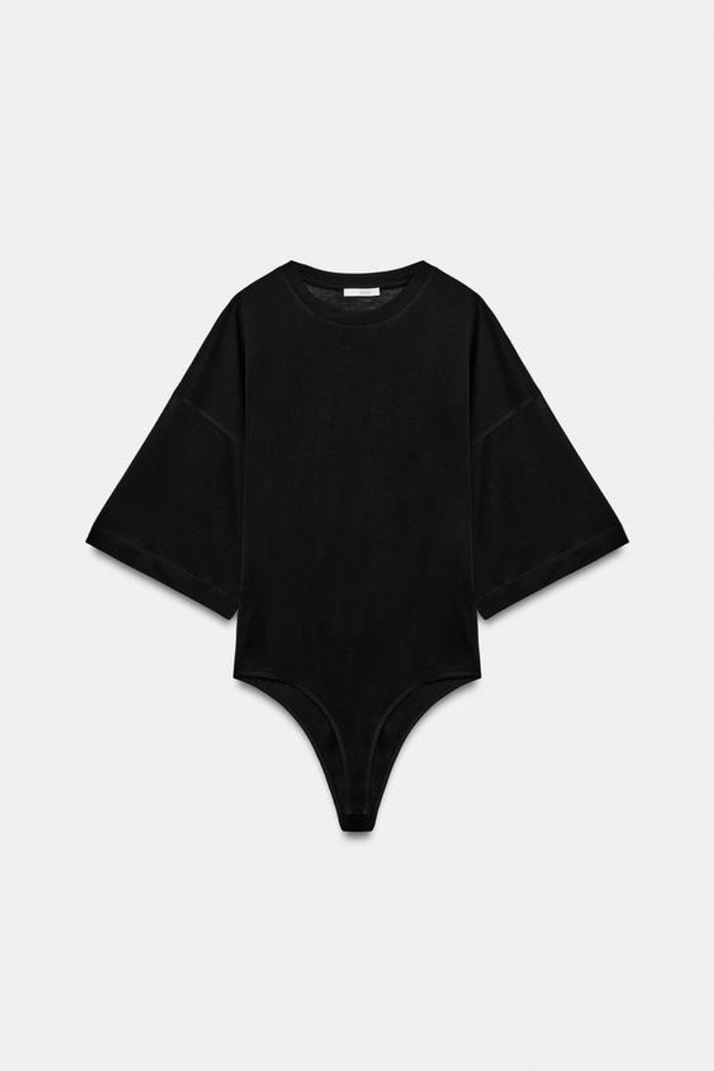 ZARA БОДИ С РУКАВАМИ ДО ЛОКТЯ, ЧЕРНЫЙ