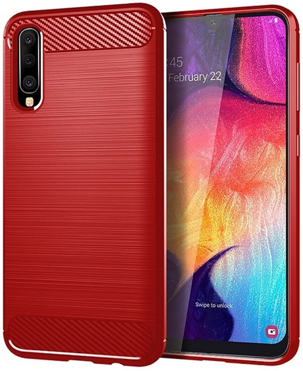 Чехол для Samsung Galaxy A50 (Galaxy A30S, A50S) цвет Red (красный), серия Carbon от Caseport